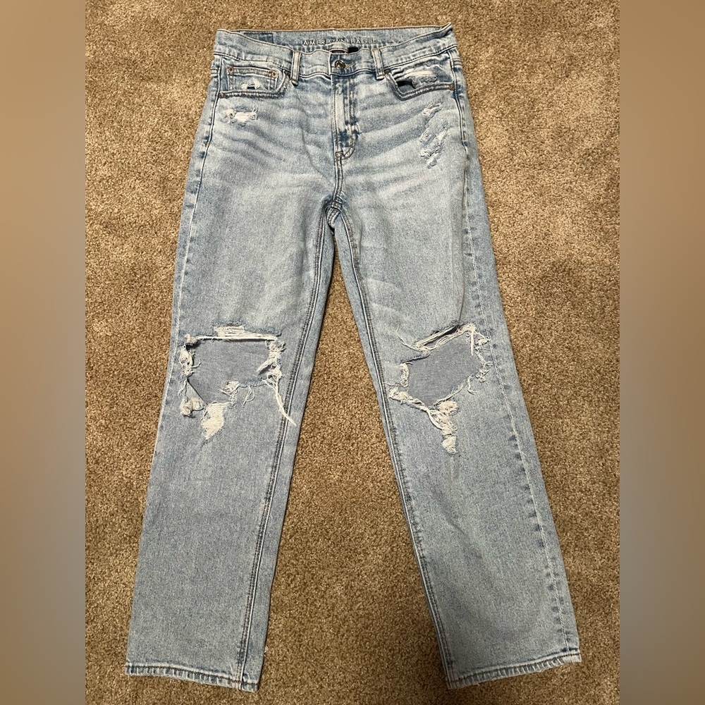 American eagle super high rise ankle straight jean